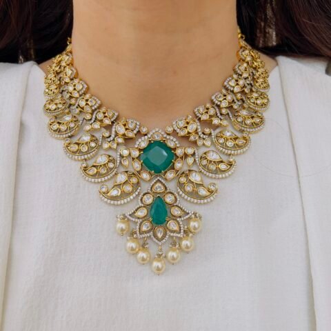 Emerald Pearl Victorian Necklace