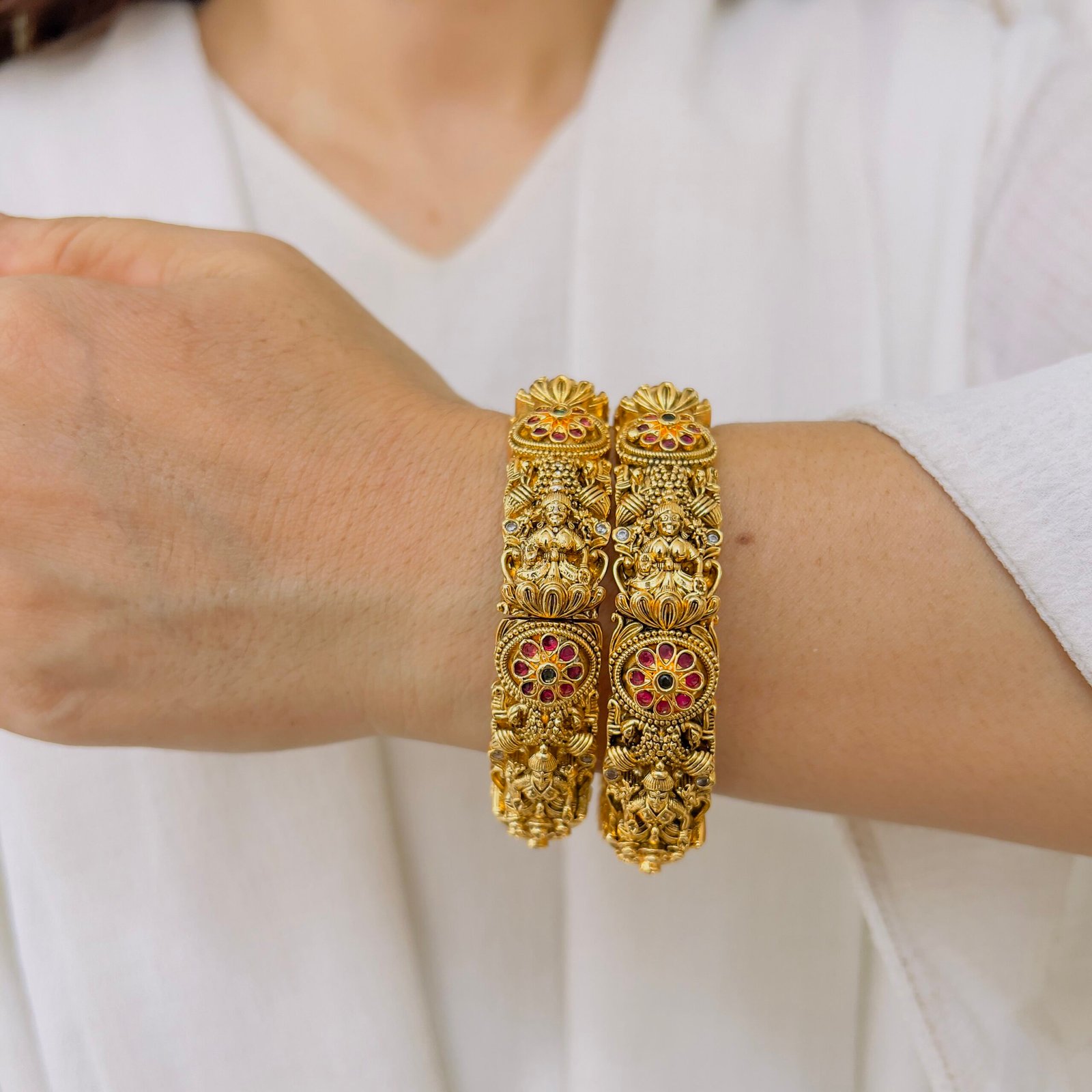 Festive Elegance Temple Bangles - Image 2