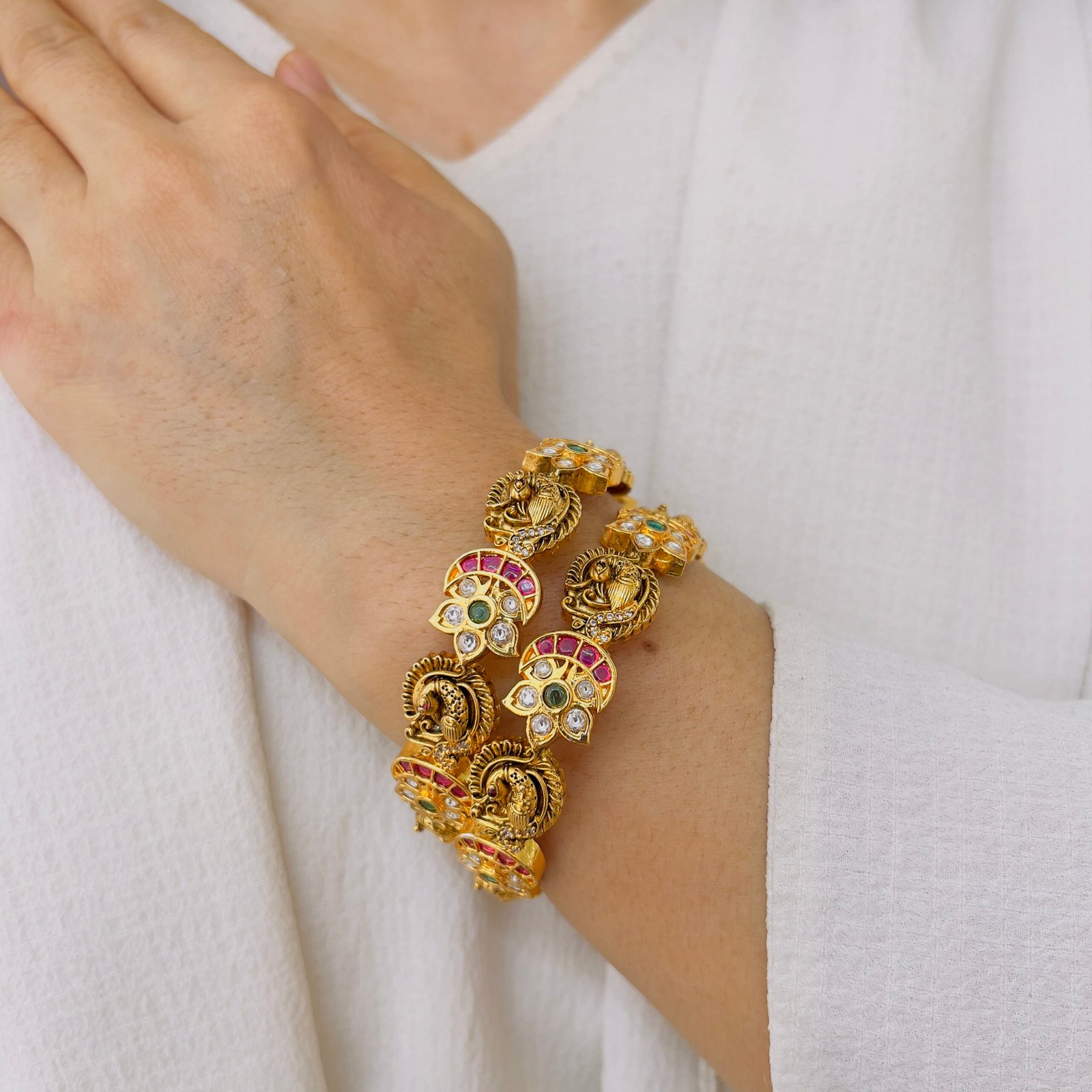 Traditional Temple Bangles with a Royal Touch