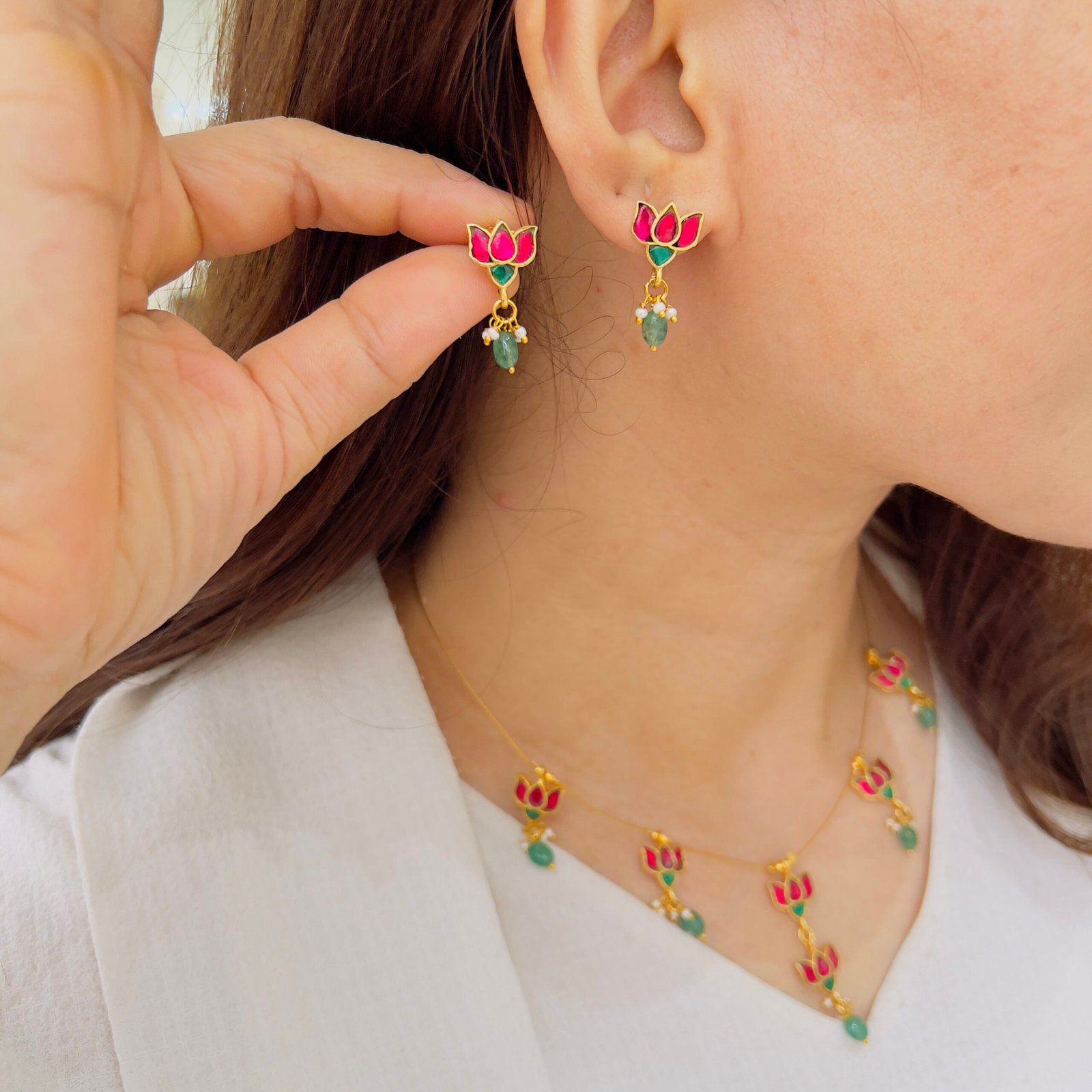Royal Jadau Statement Earrings - Image 2