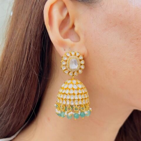 Jadau Jhumkas with Old-World Beauty