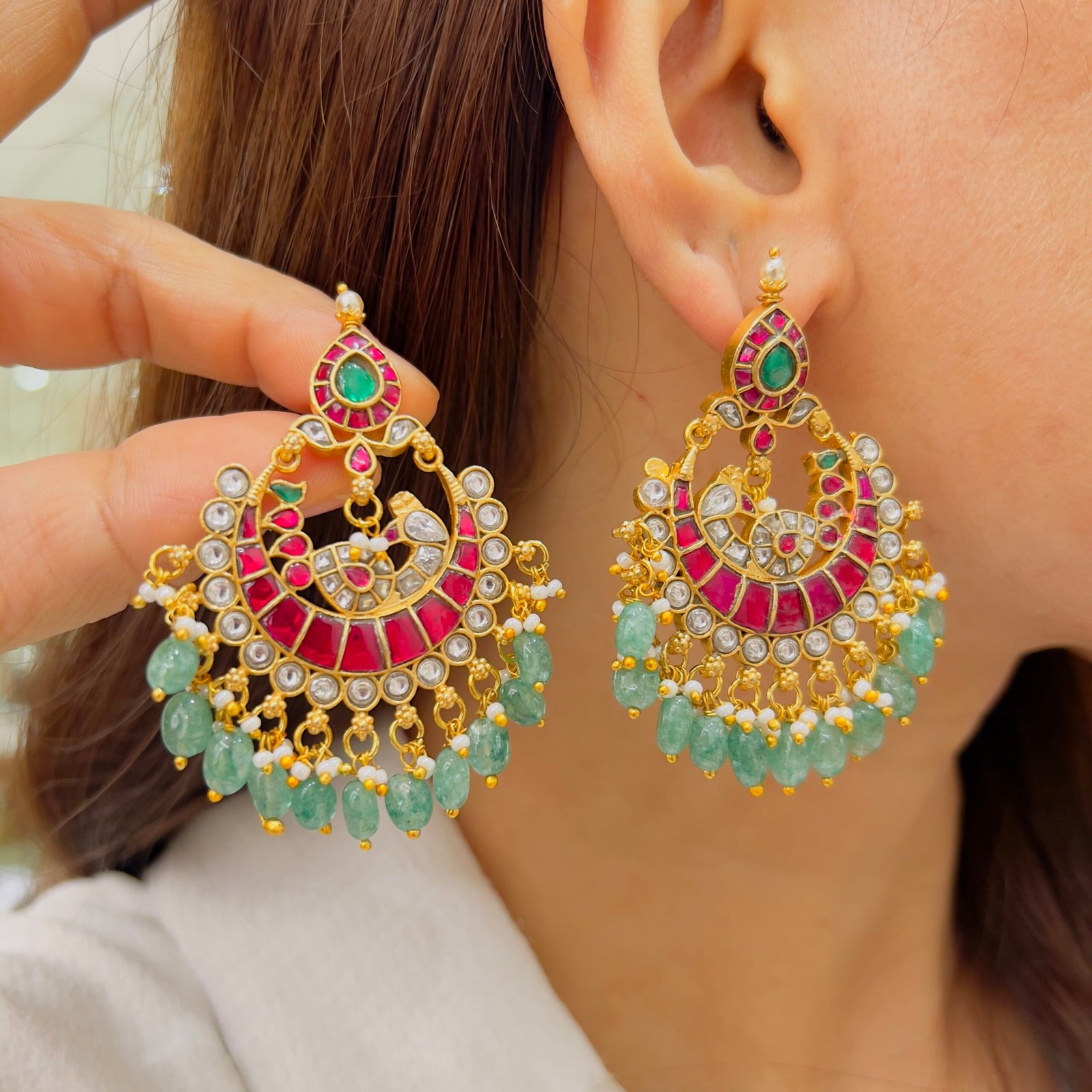 The Ethnic Muse Jadau Earrings - Image 2