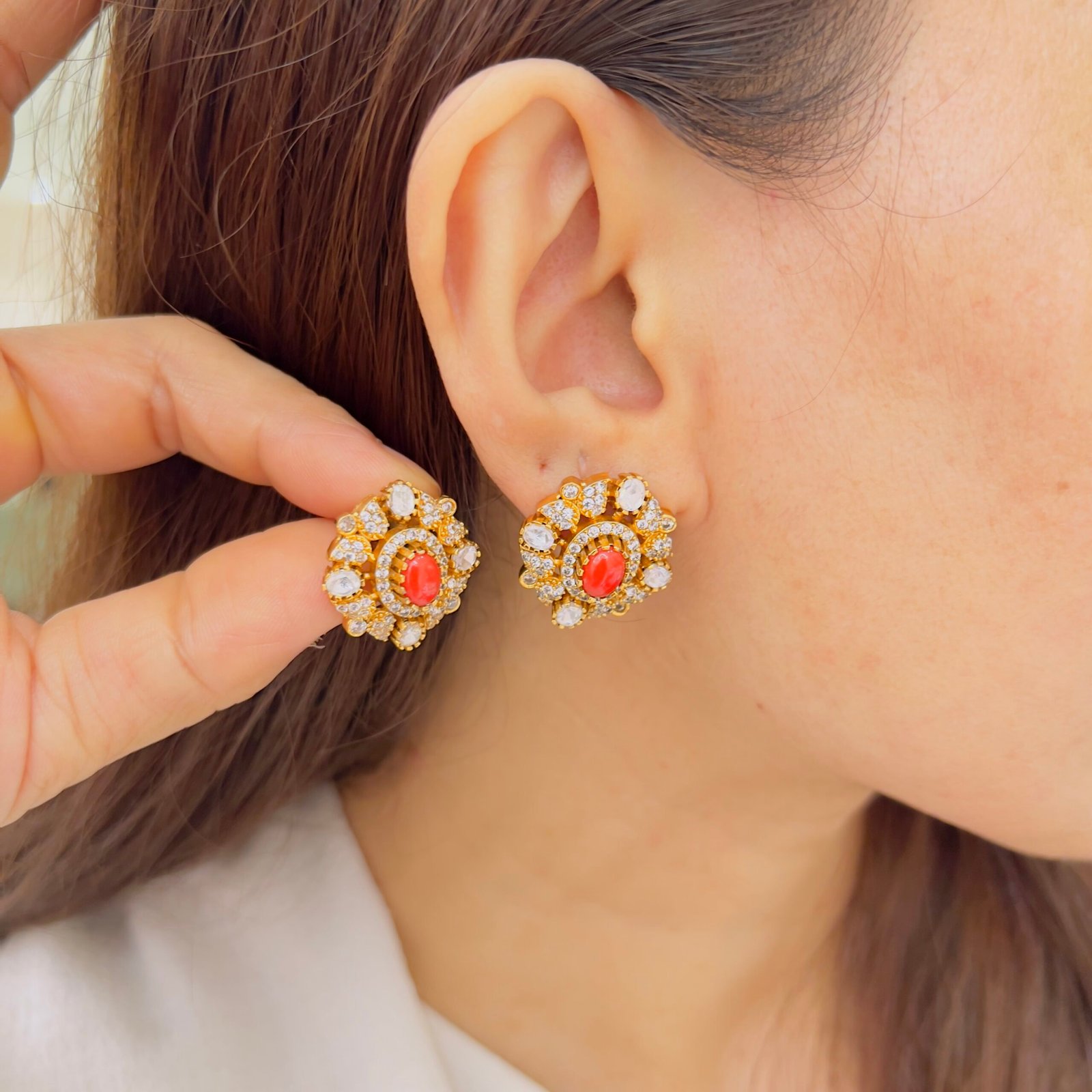 Artisan-Inspired Jadau Studs - Image 2