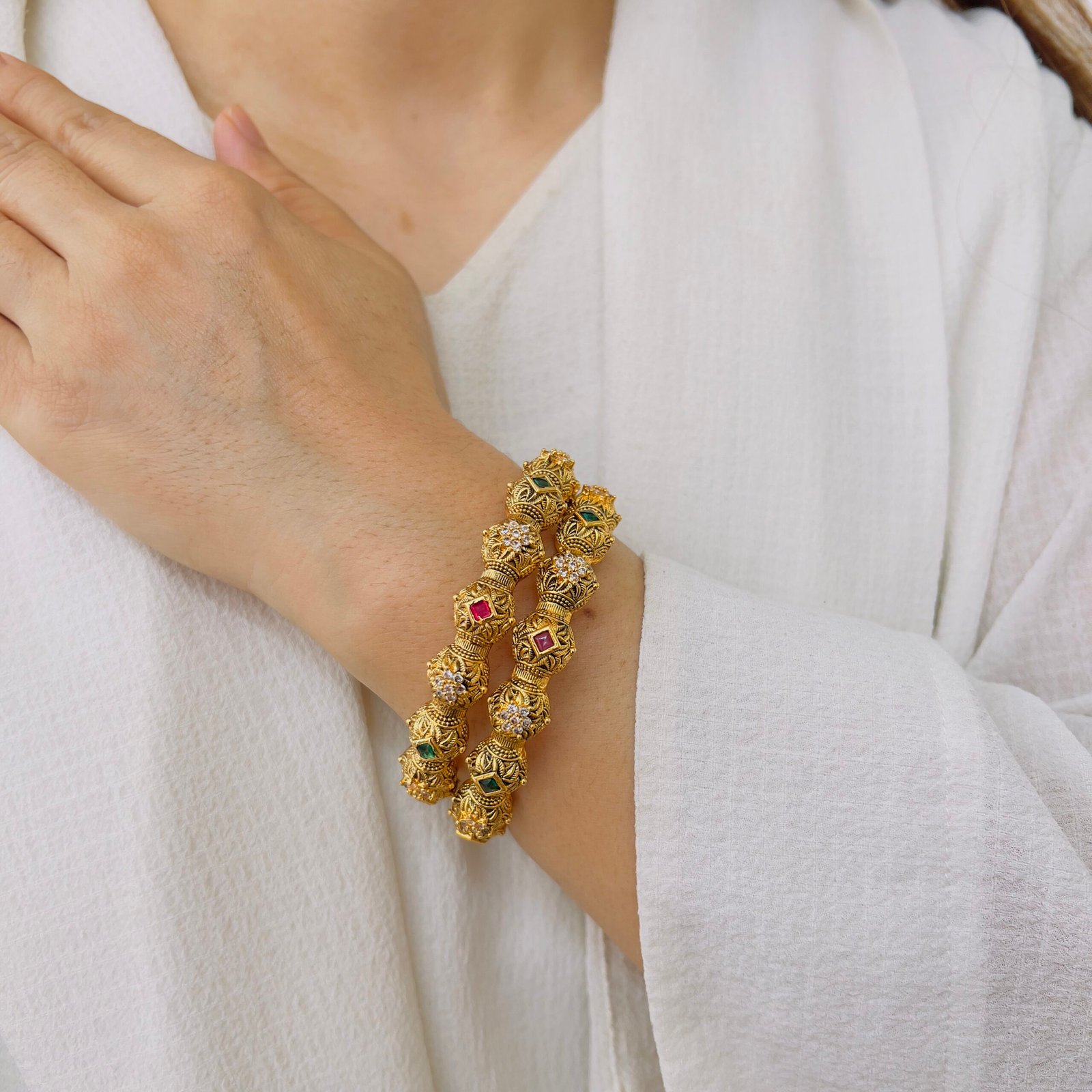 Temple Bangles with Intricate Traditional Detailing - Image 3