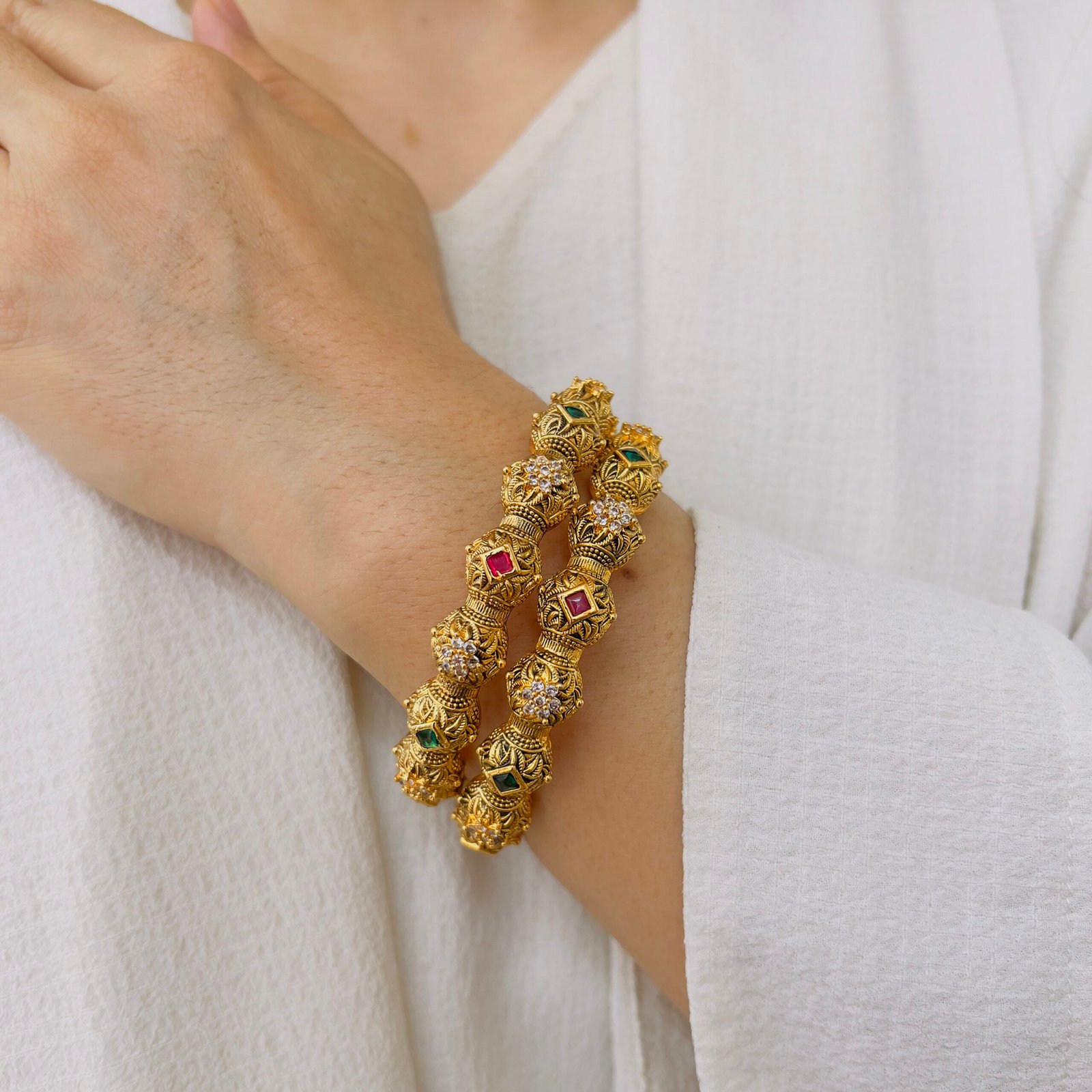 Temple Bangles with Intricate Traditional Detailing