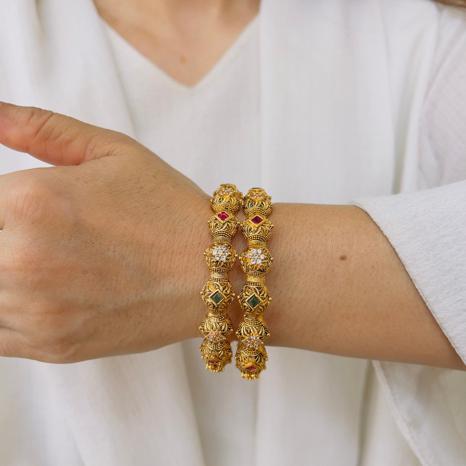 Temple Bangles with Intricate Traditional Detailing - Image 2