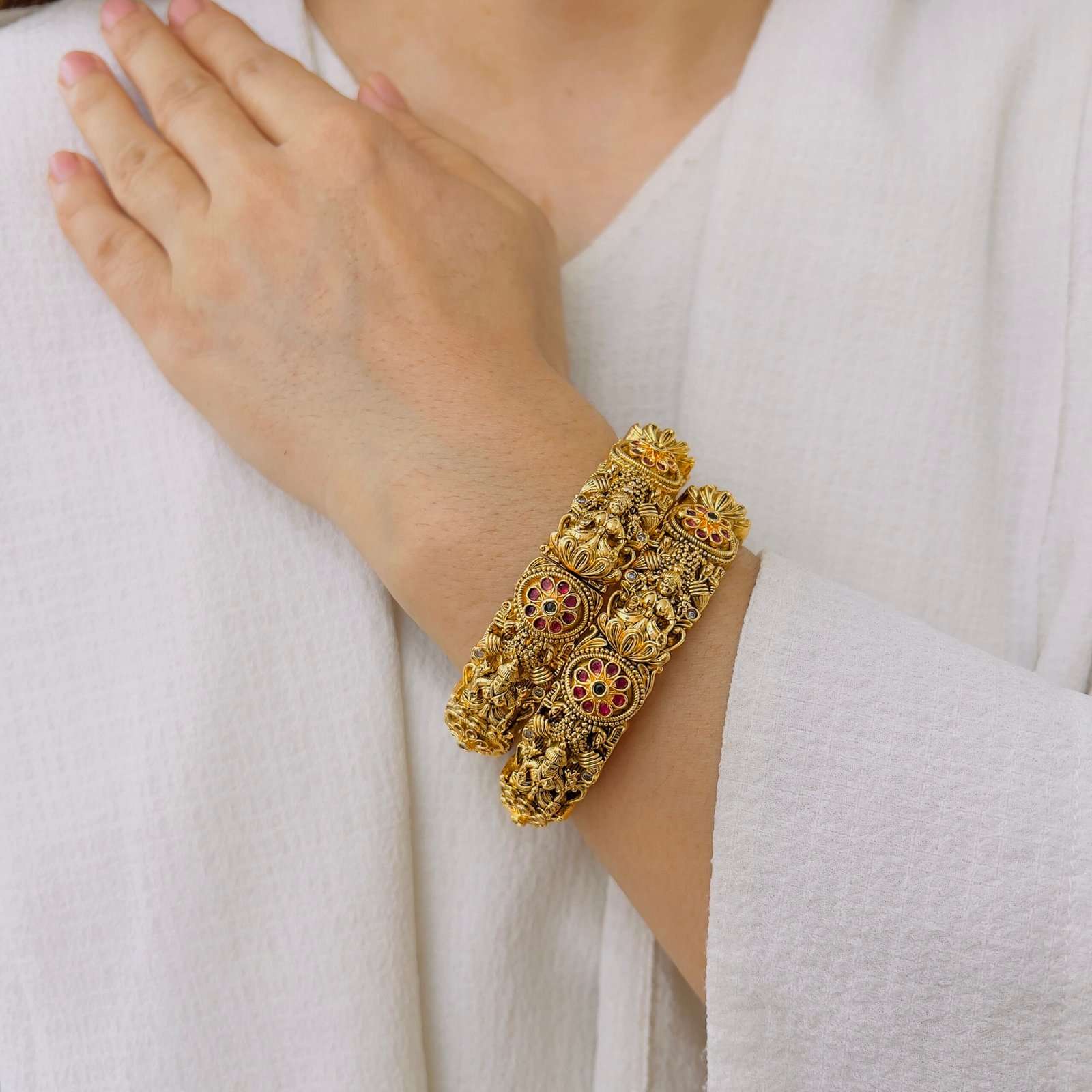Festive Elegance Temple Bangles - Image 3